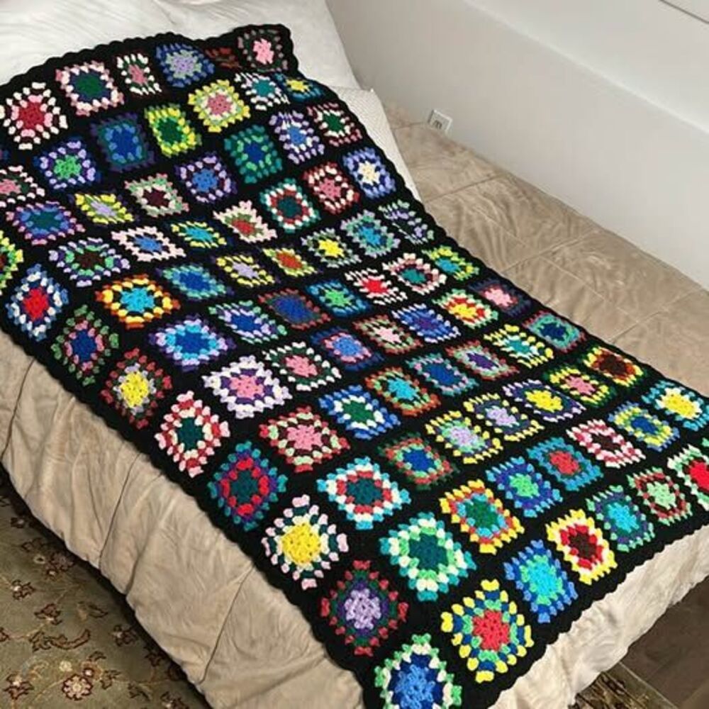 Handmade Crochet Granny Square Blanket